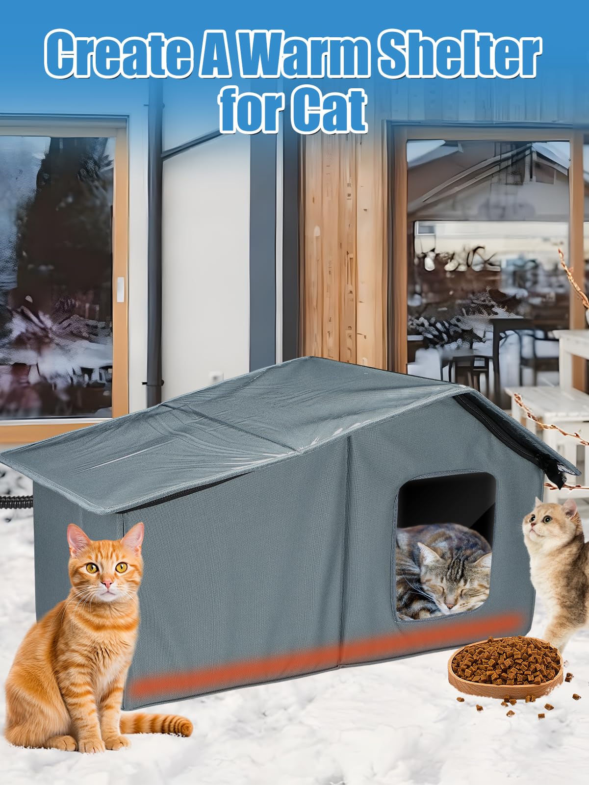 MEWTOGO cat house large size fits 2-3 cats comfortably