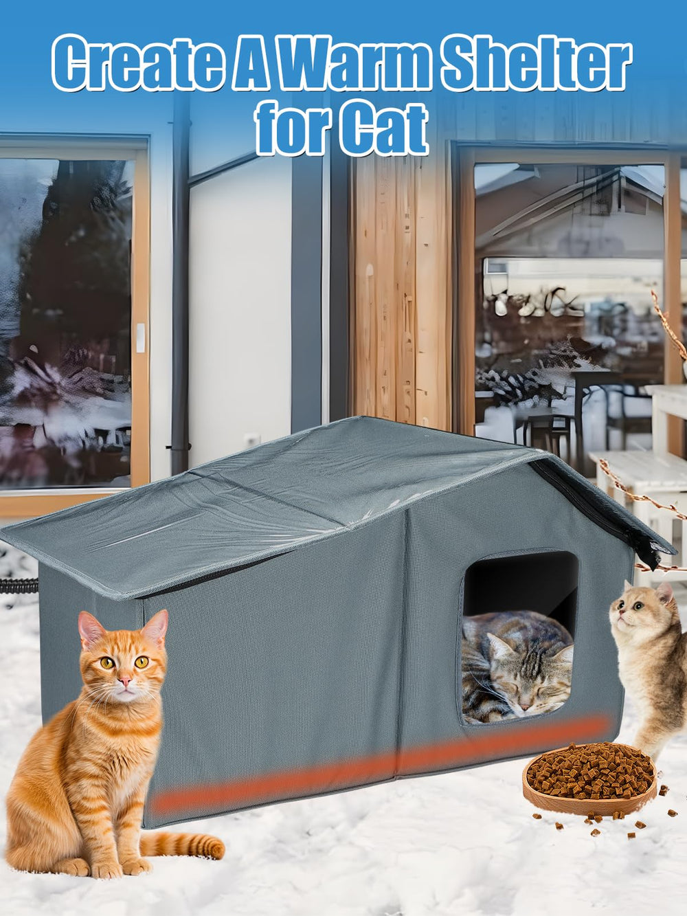 MEWTOGO cat house large size fits 2-3 cats comfortably