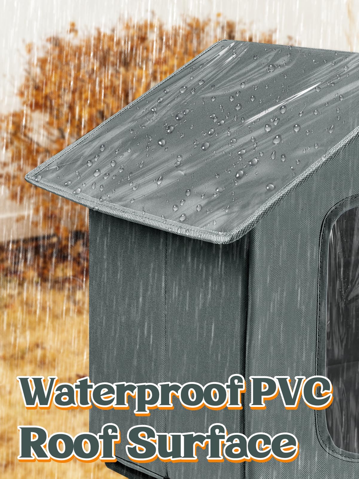 MEWTOGO weatherproof PVC roof resists wind and rain for cozy outdoors.