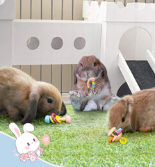 MEWTOGO wooden bunny toy colorful-paint uses vibrant colors to attract small pets