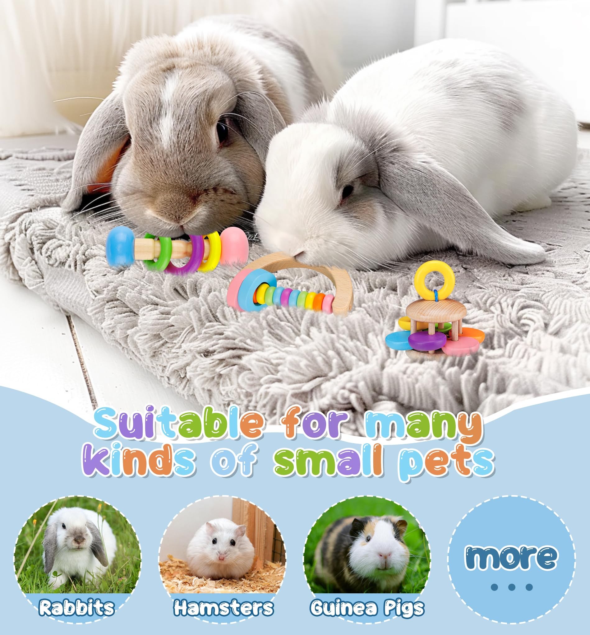 MEWTOGO wooden bunny toy size-4-5-inch fits small breeds for active chewing