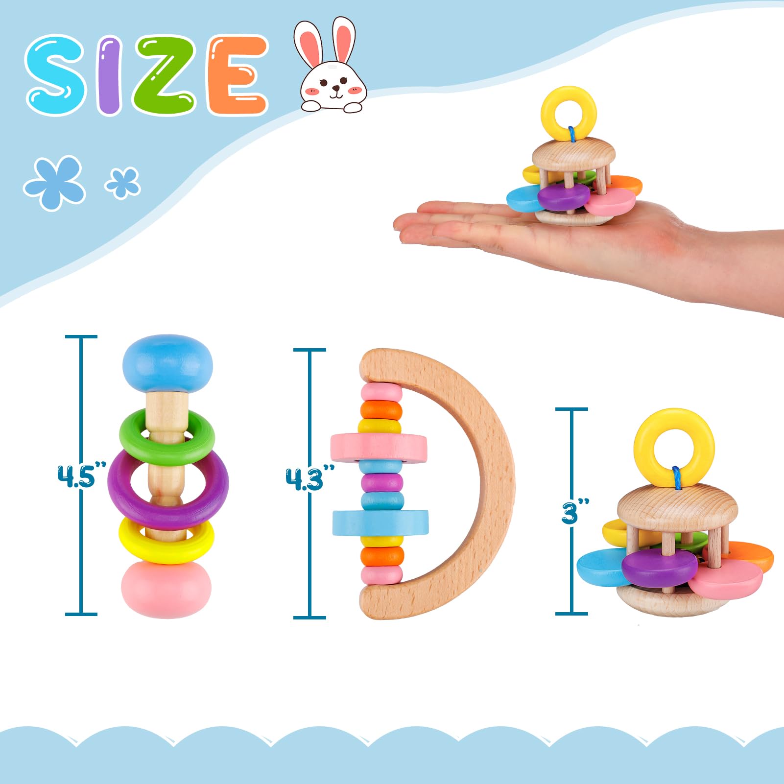 MEWTOGO wooden bunny toy teeth-grinding-use supports engaging dental-friendly play