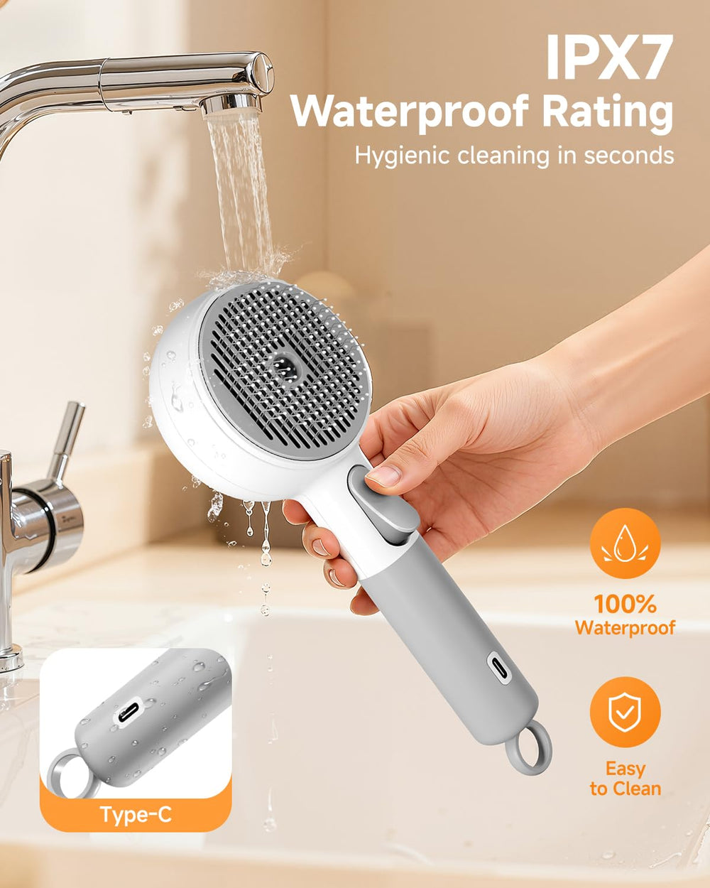 MEYCEMT pet brush ergonomic handle offers comfortable non-slip grip during brushing