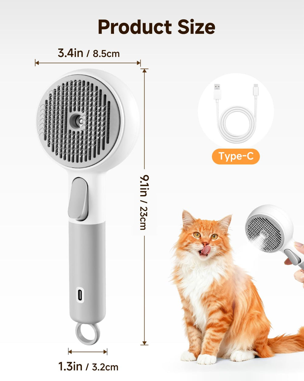 MEYCEMT pet brush IP67 waterproof design allows rinsing after grooming