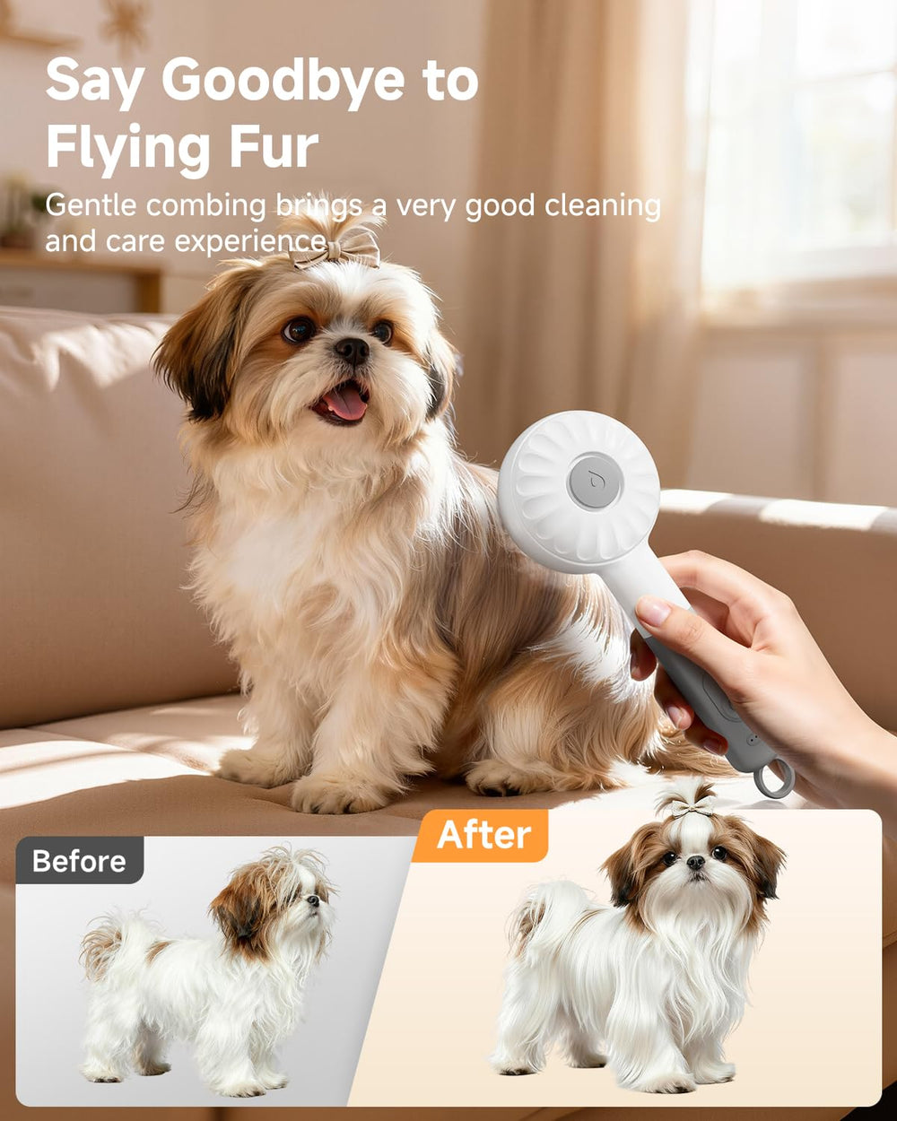 MEYCEMT pet brush steam tank highlights even pre-wetting for a tangle-free glide