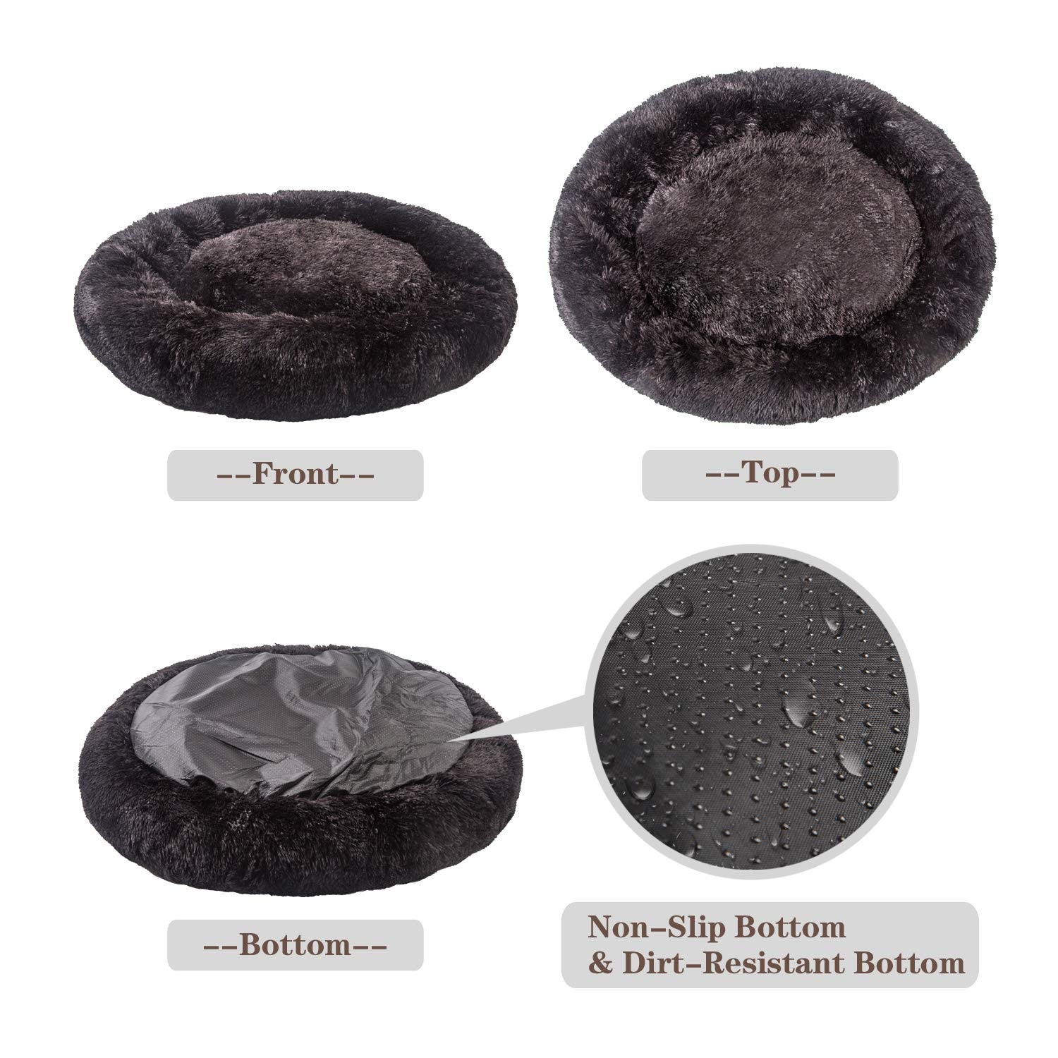 MFOX Calming Dog Bed non-slip bottom stabilizes the bed on floors