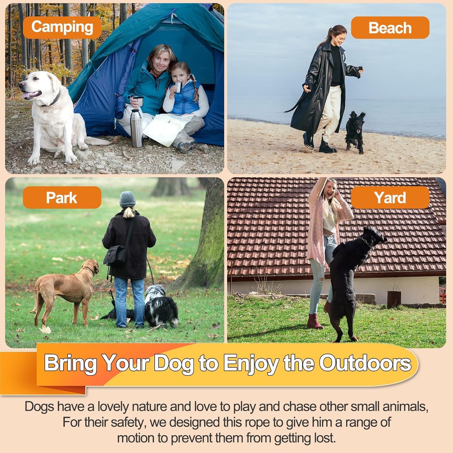 Mi Metty chew-proof dog runner cable features rugged rotating ends