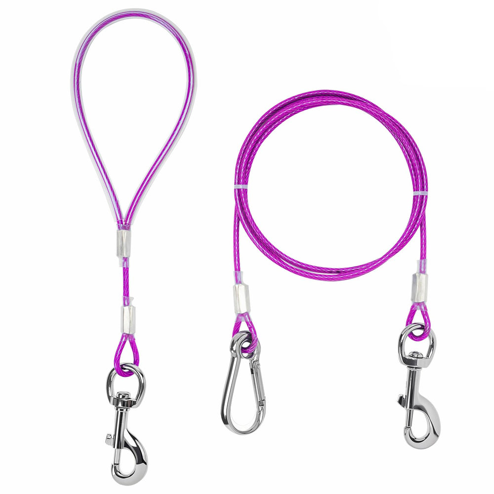 Mi Metty chew-proof leash 5ft cable close-up shows durable steel rope for teething puppies.