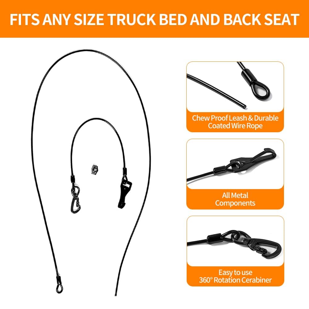 Mi Metty coated-wire rope chew-proof tether for safer car rides.