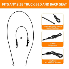 Mi Metty coated-wire rope chew-proof tether for safer car rides.