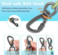Mi Metty dog car seat belt steel rope close-up shows chew-proof durability