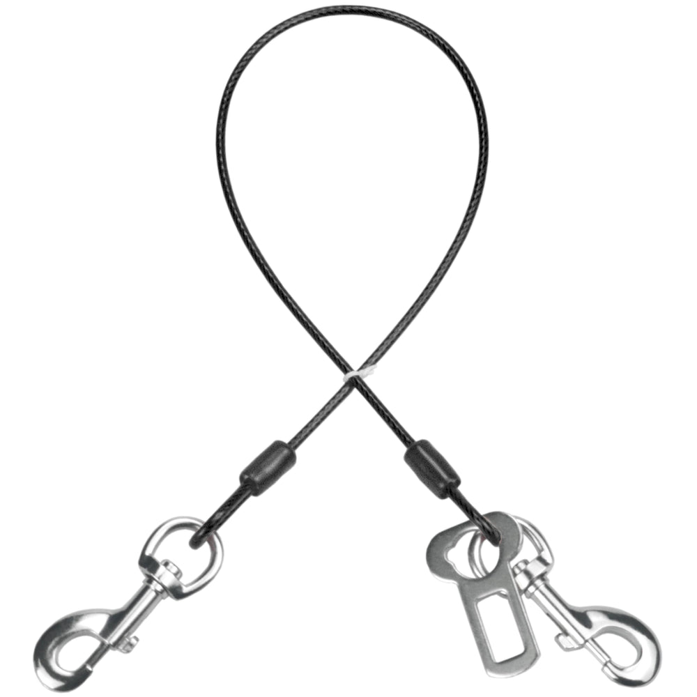 Mi Metty dog seatbelt clip in backseat for secure car rides.