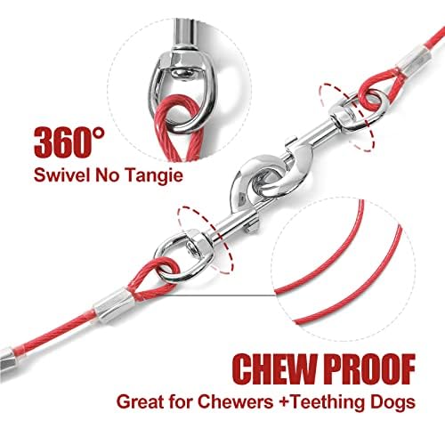 Mi Metty tie-out-ready leash shown with stake installation.