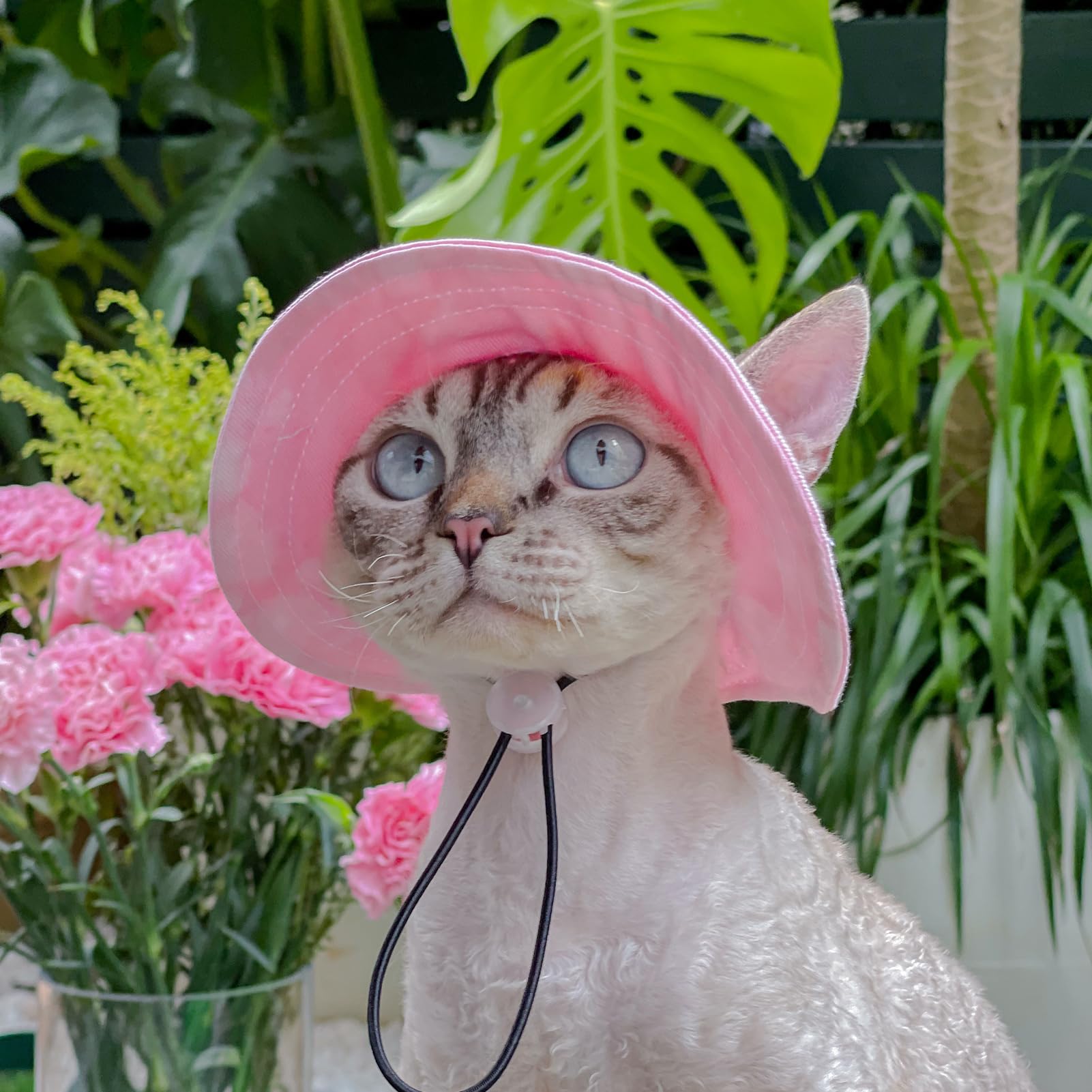 MIANHUATANG pet hat size chart pink view helps find the right fit.
