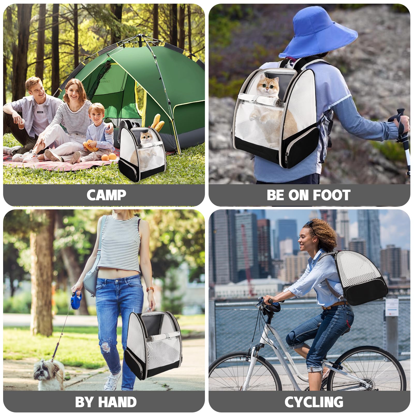 Miaoaws cat backpack carrier in-use image shows hands-free travel comfort.