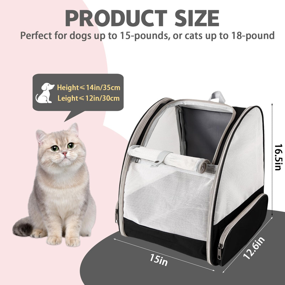 Miaoaws cat backpack carrier side ventilation, three-sided mesh for continuous airflow.