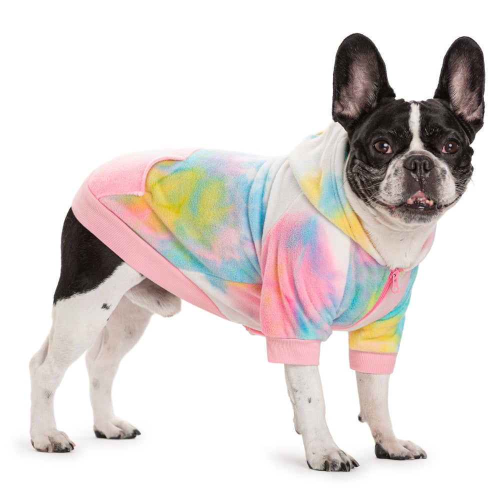 Miaododo camo dog hoodie side view showcases durable zipper for easy dressing