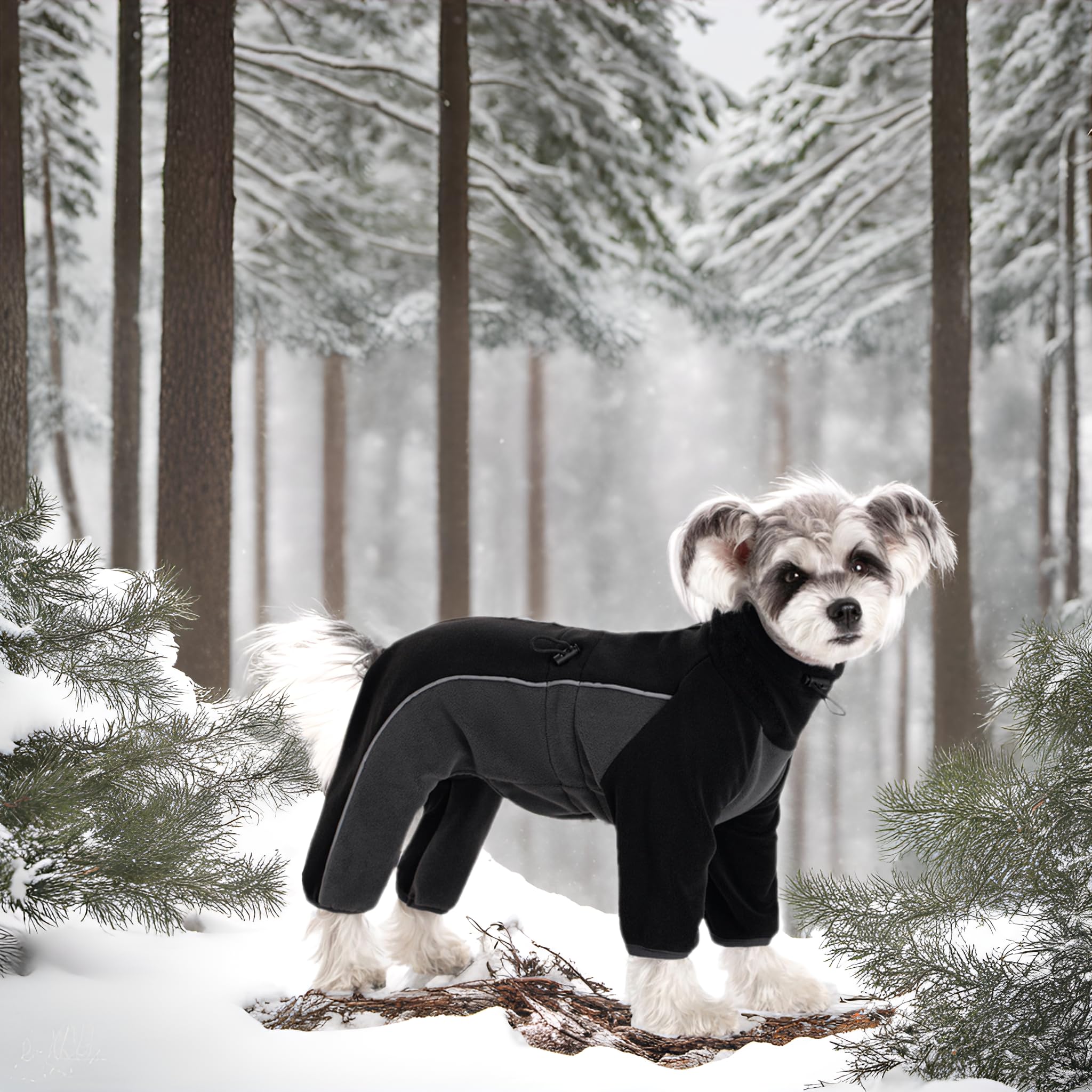 Miaododo dog pajamas in snow show full-body warmth for small pets
