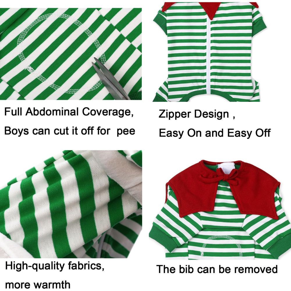 Miaododo striped recovery suit belly pee opening for male dogs
