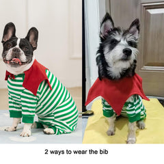 Miaododo striped dog recovery suit on dog standing for full range of motion