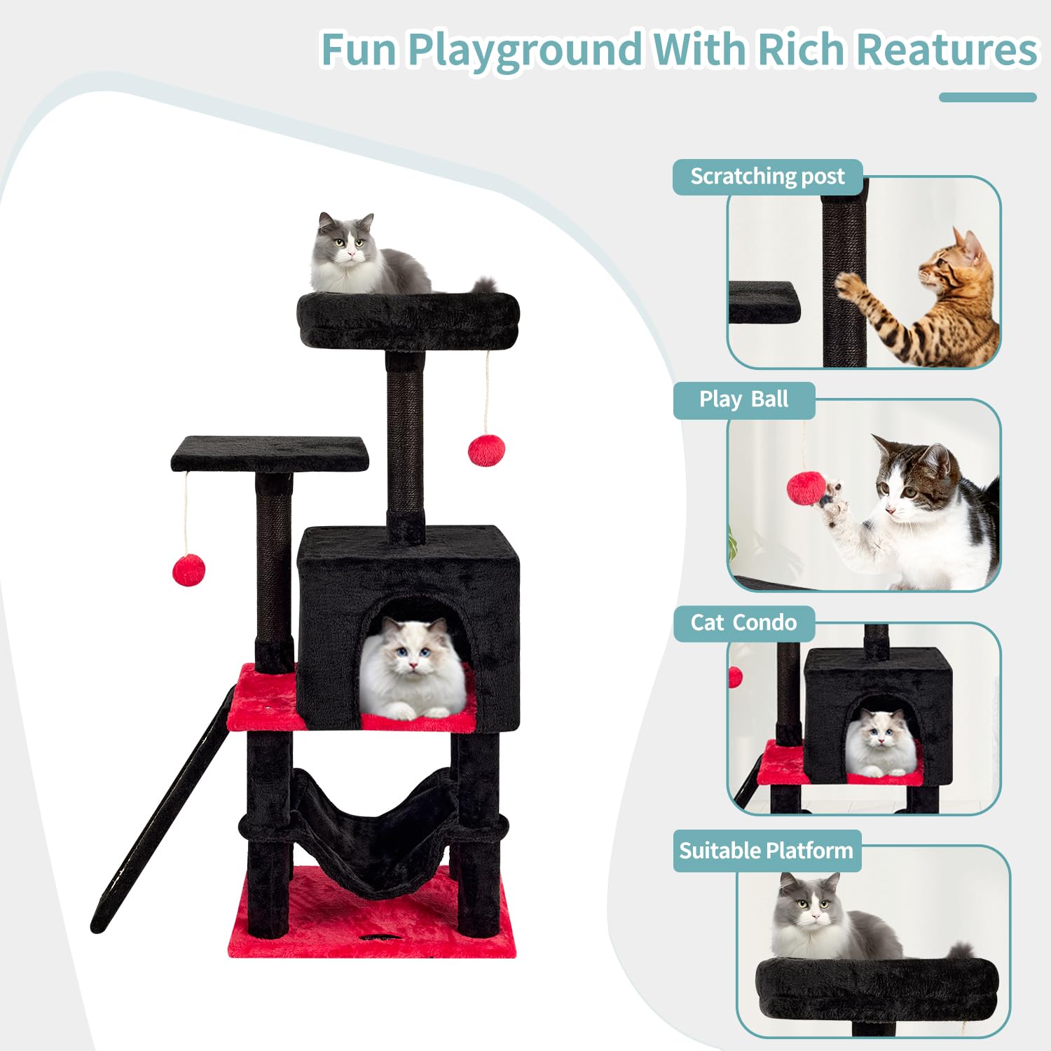 MIAO PAW Gothic Cut Cat Tree natural sisal post helps keep nails healthy while scratching.