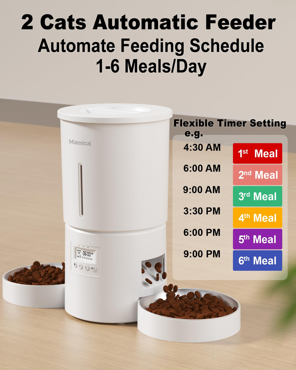 Miaosical dual-feeder 4.2L tank highlight extended dry-food storage