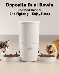 Miaosical dual-feeder voice recording helps call cats to meals