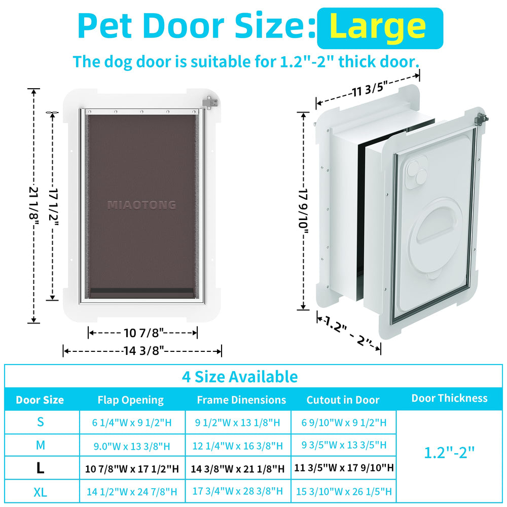 MIAOTONG 3-flap steel dog door exterior open enabling pet access.