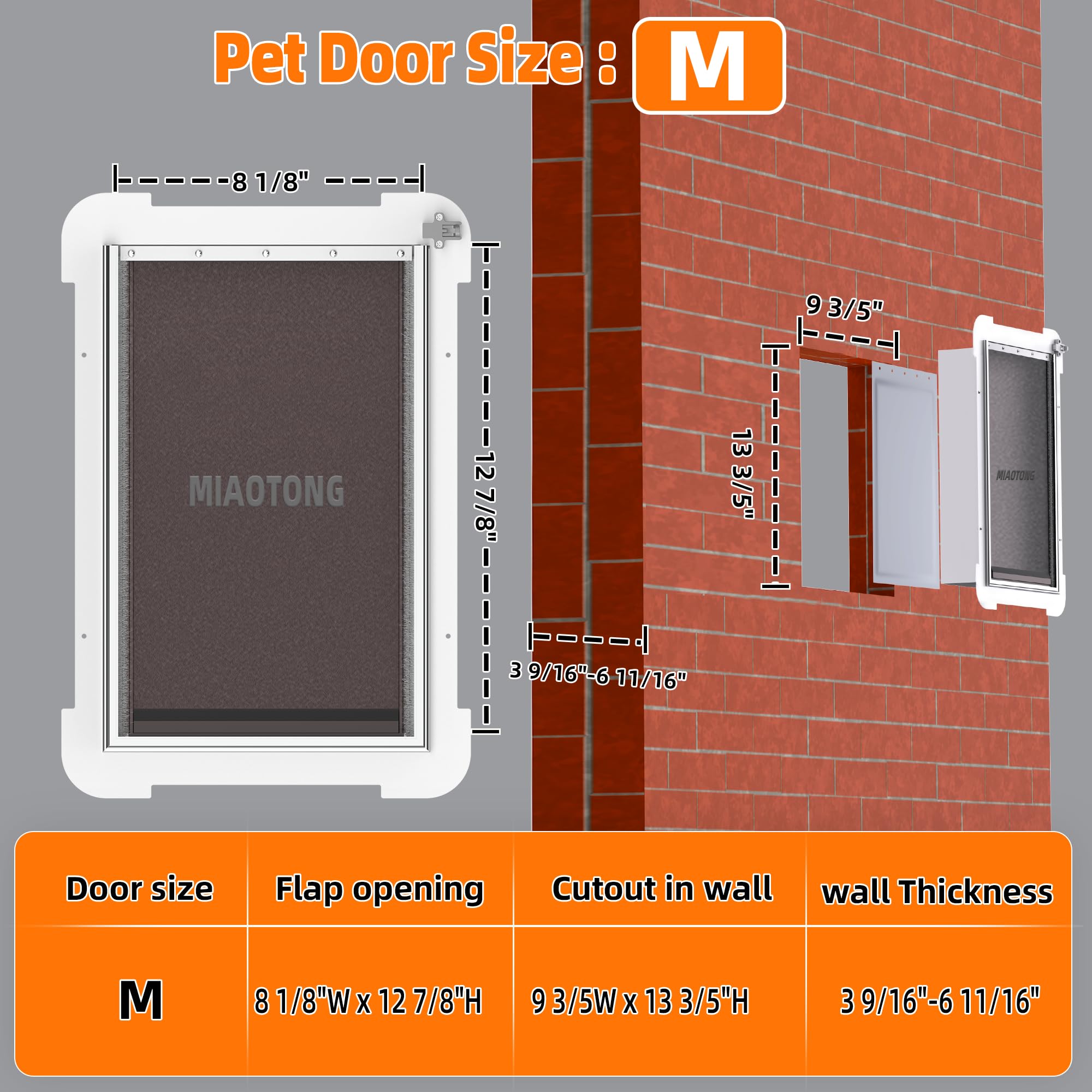 MIAOTONG dog door brush seal blocks drafts and insects