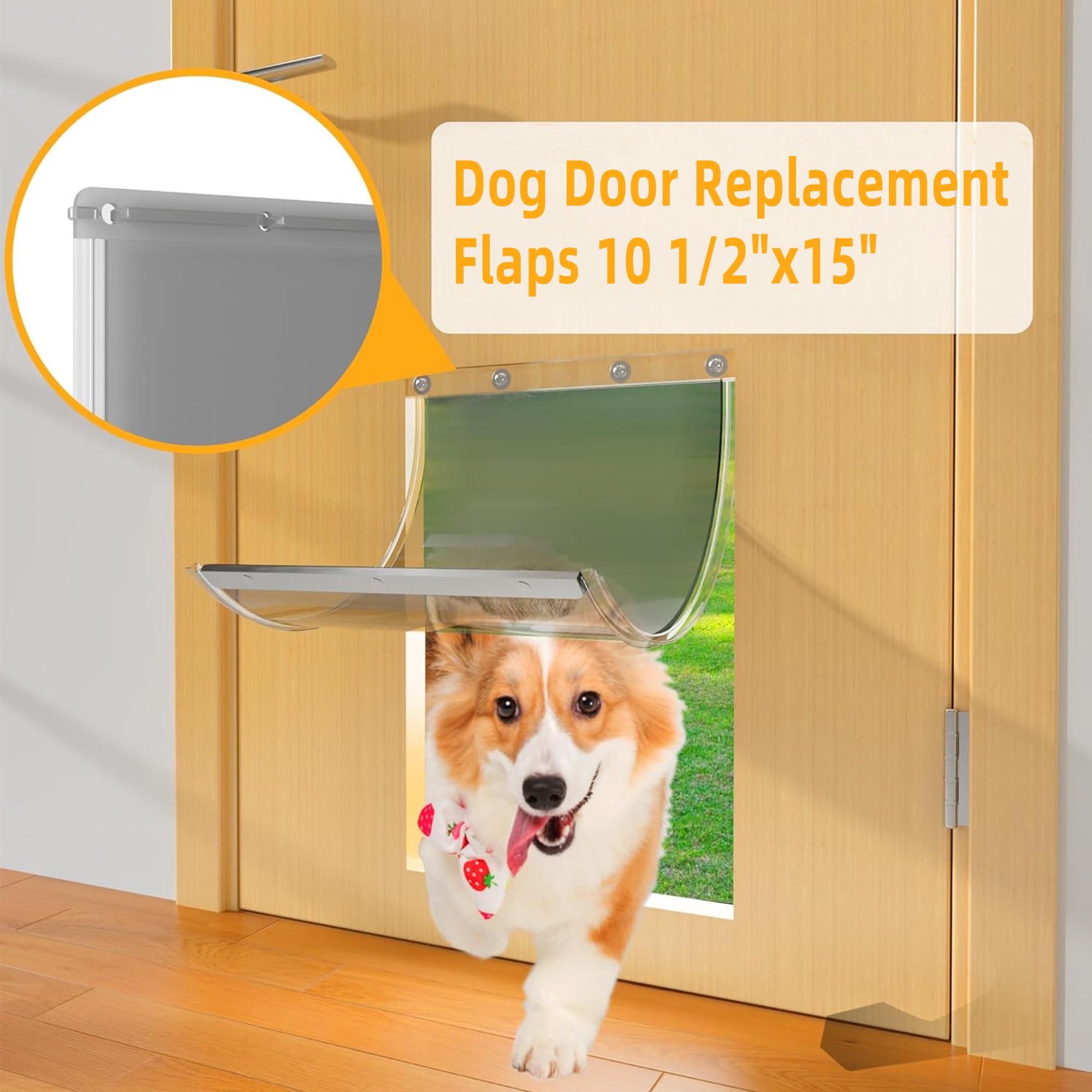 MIAOTONG dog door flap magnetic closure image emphasizes secure containment.
