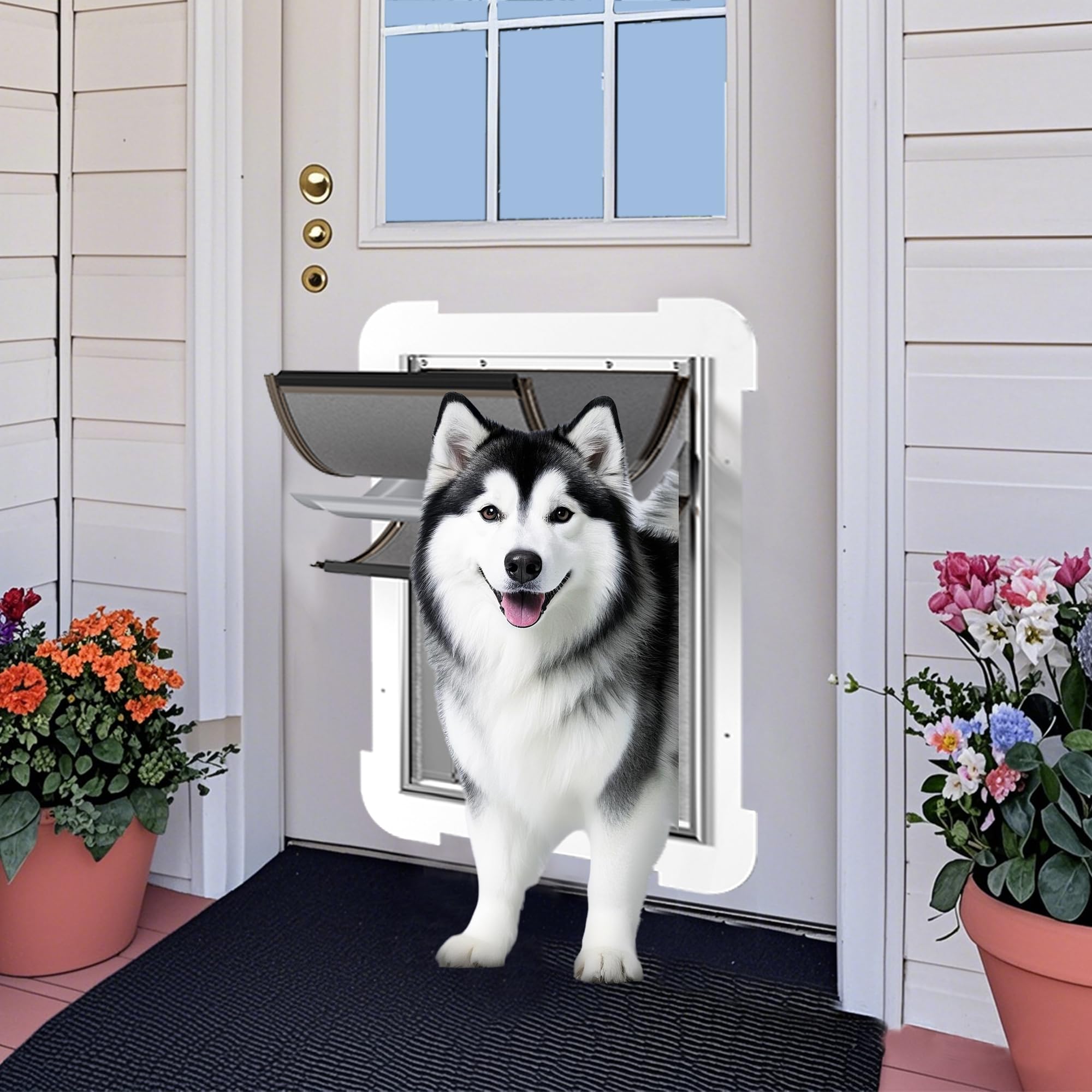 MIAOTONG-xl-dog-door-in-use shows pets enjoying indoor access while homeowners maintain security.