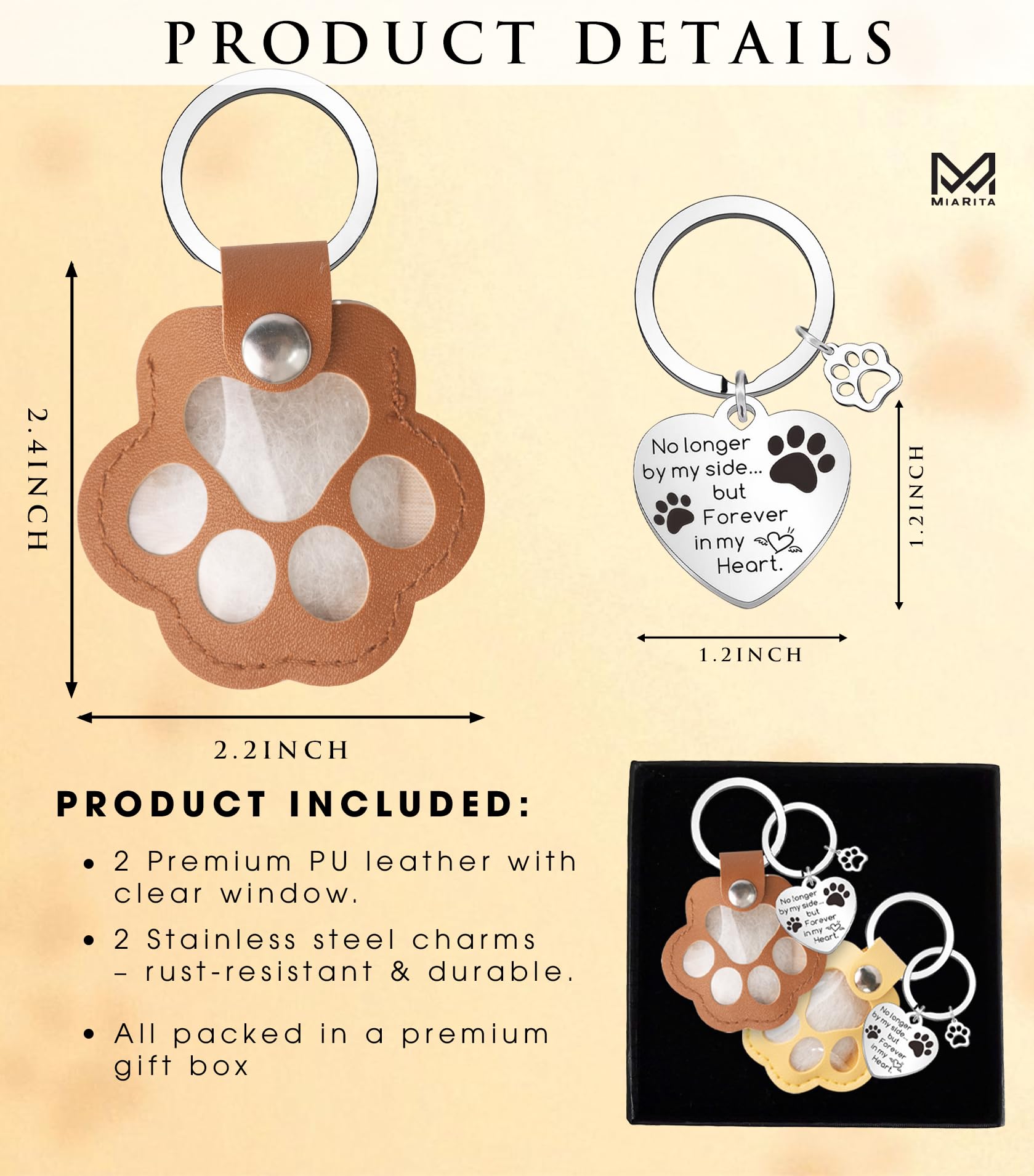 Miarita pet hair storage keychain leather-detail shows durable craftsmanship for daily use