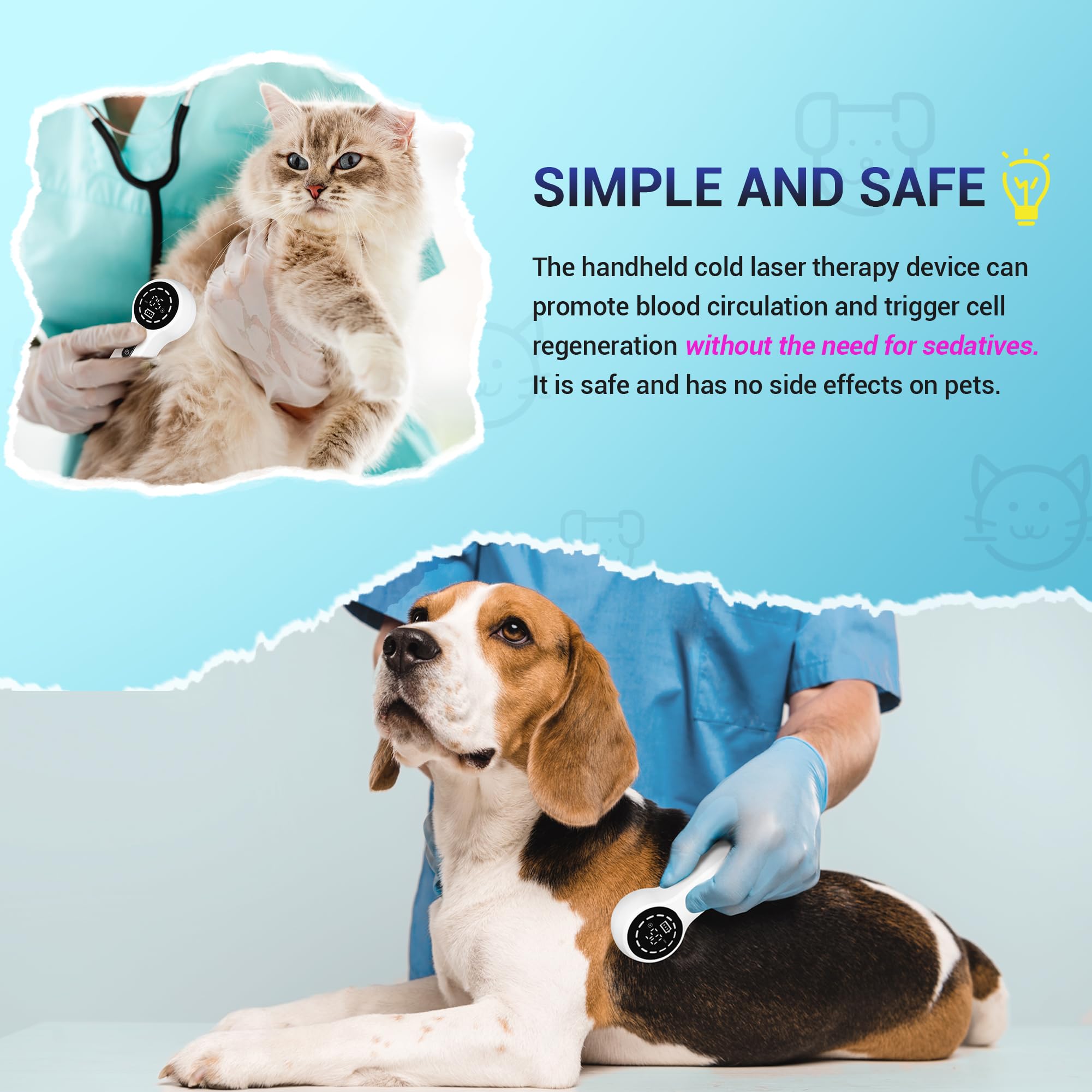 Mibest handheld laser device close-up for precise at-home pet treatment