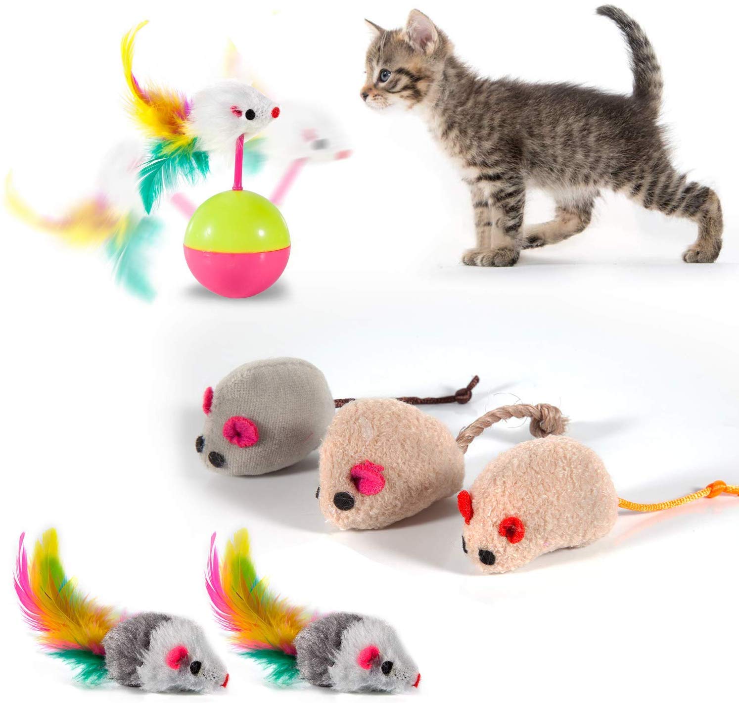 MIBOTE fluffy mouse toy with soft texture for natural stalking.
