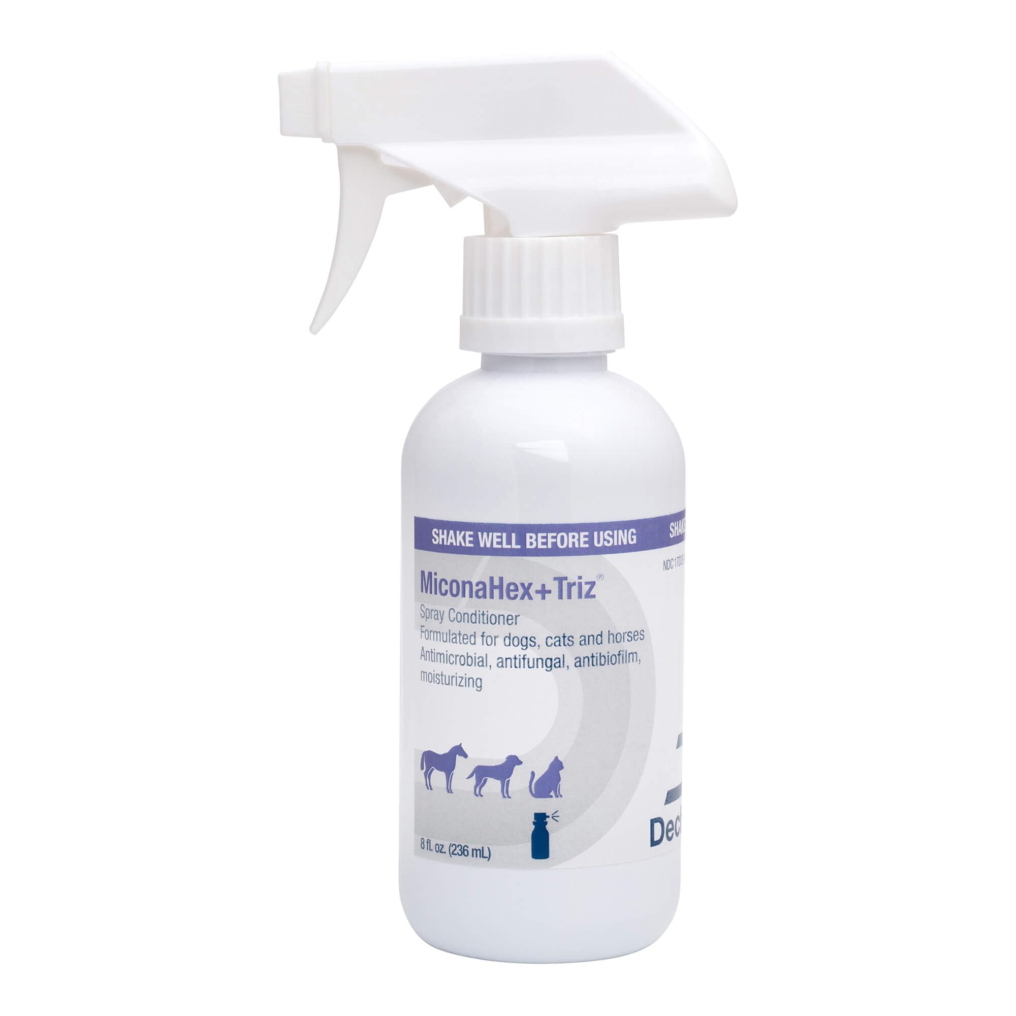 MiconaHex+Triz spray bottle; clear formula for gentle pet skin care and moisturizing