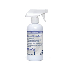 MiconaHex+Triz spray bottle demonstrates easy topical care for pets.