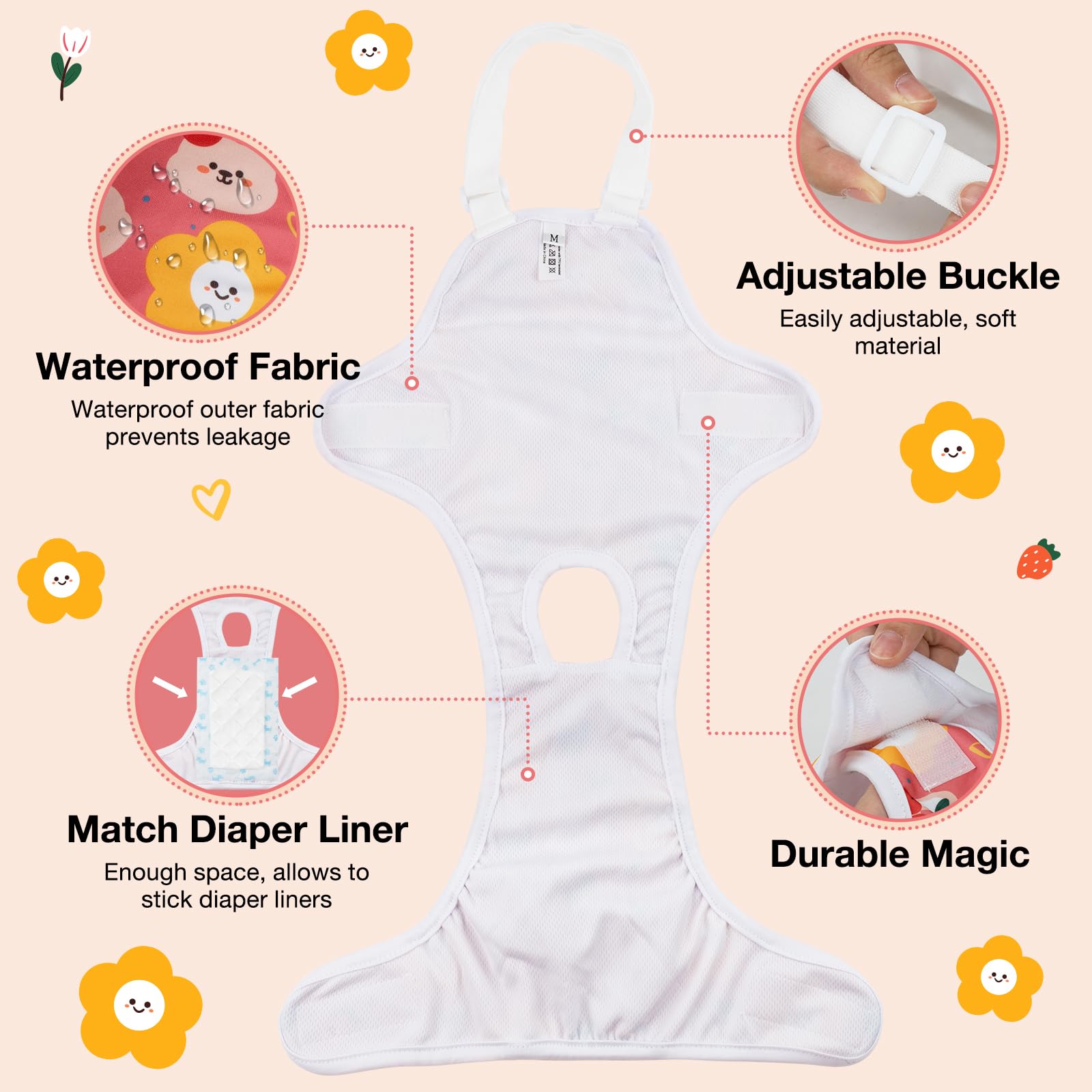 MICOOYO machine-washable dog diapers simplify cleaning and repeated use.