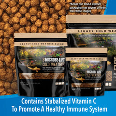 Microbe-Lift MLLWGSM floating pellets resting gently on the water surface for easy feeding.