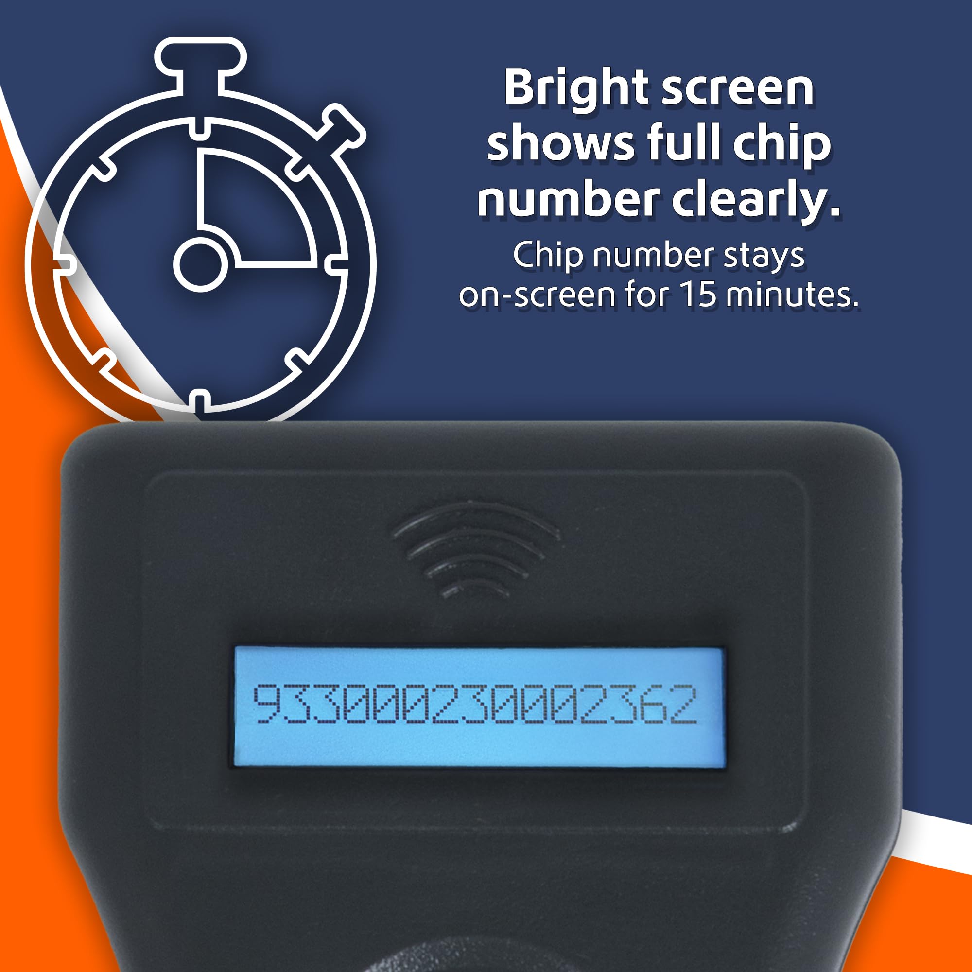 Microchip ID For the Animal World Hero Scanner 15-minute display hold helps documentation