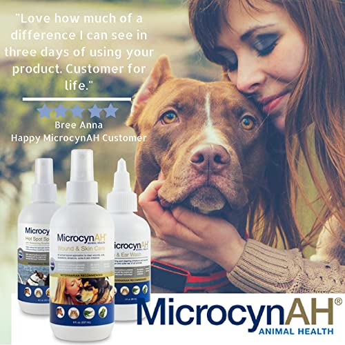 Microcyn AH bottle shows alcohol- and steroid-free ingredients.