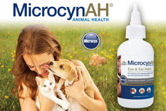 Microcyn AH safety label highlights non-toxic, non-irritating formula.