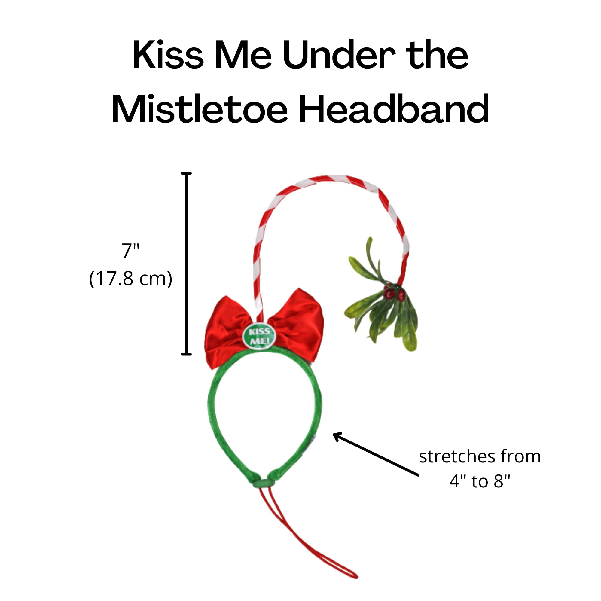 Midlee Christmas Mistletoe Dog Headband material detail highlights lightweight design.