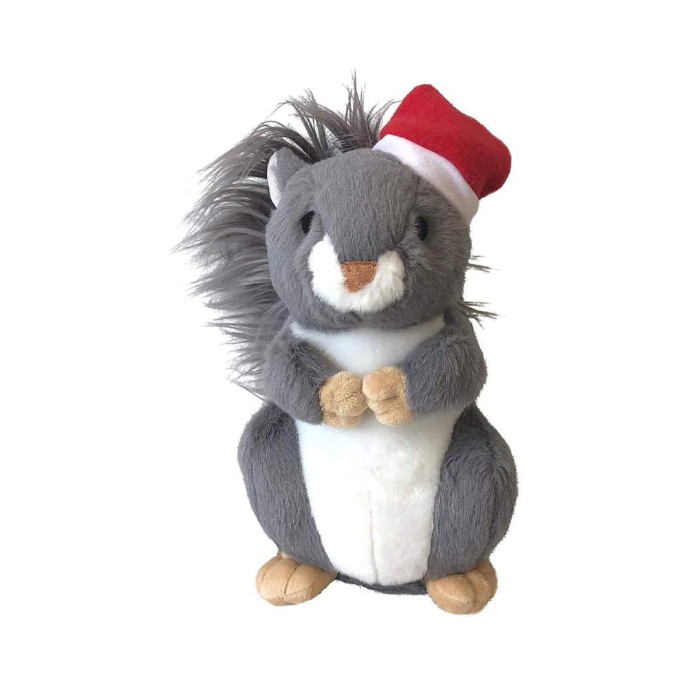 Midlee Christmas Squirrel plush with Santa hat 9in for festive holiday fetch.