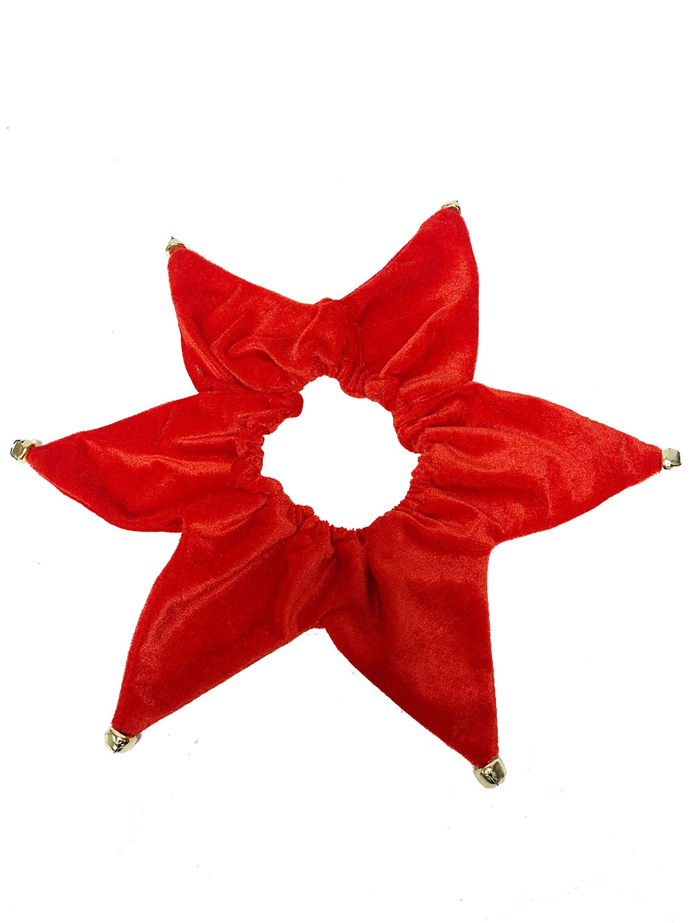 Midlee elf dog hat with bell neck band collar detail highlights bells for charm.