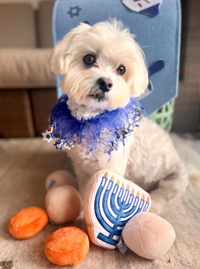 Midlee Menorah Sugar Cookie Dog Toy closeup stitching demonstrates durability for long-lasting fun.