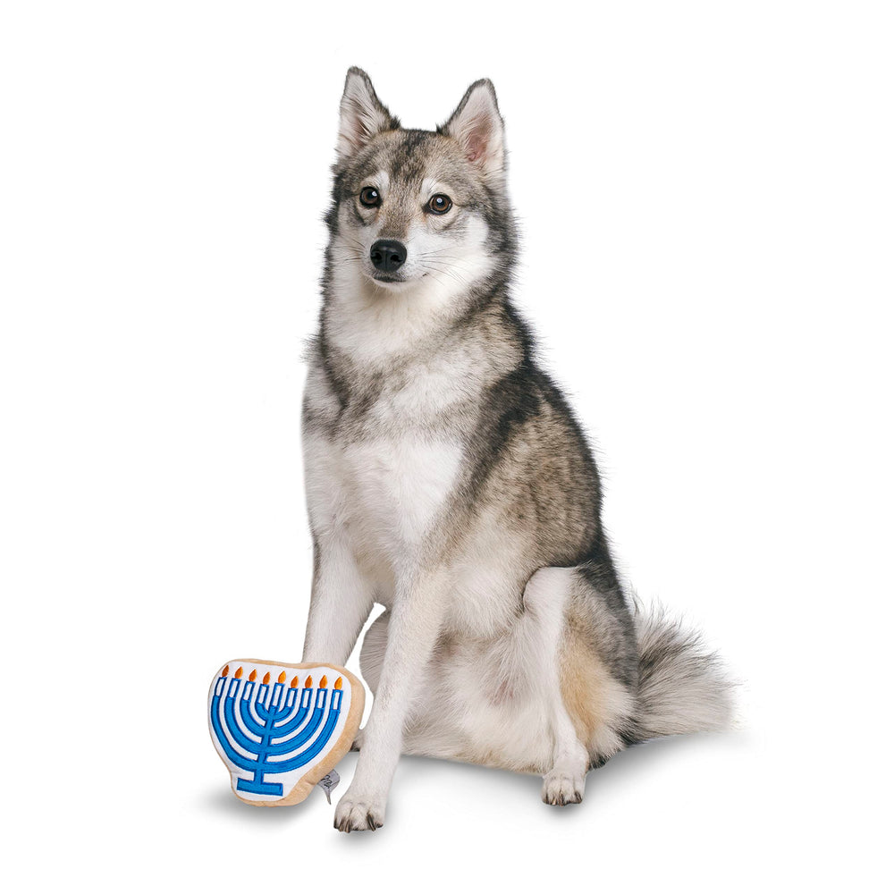 Midlee Menorah Sugar Cookie Dog Toy detailed texture highlights soft, dog-safe fabric.