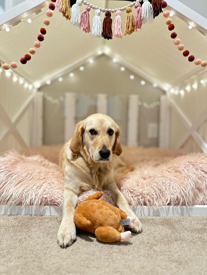 Midlee Roasted Turkey Plush Dog Toy features a hidden squeaker for surprises.