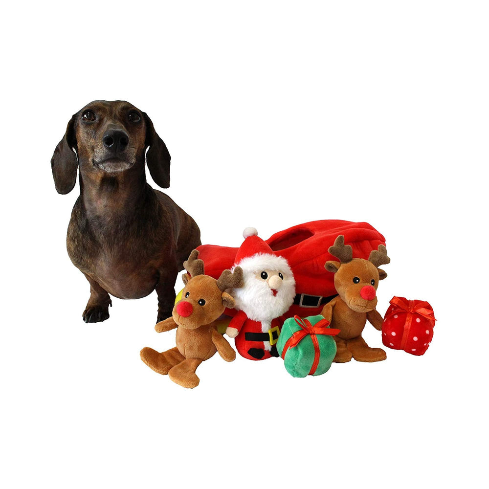 Midlee Santa Sleigh inside-toy assembly image demonstrates the puzzle that rewards with squeaks