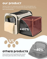 MIDOG cat carrier beige-square-expansion room for pet stretch