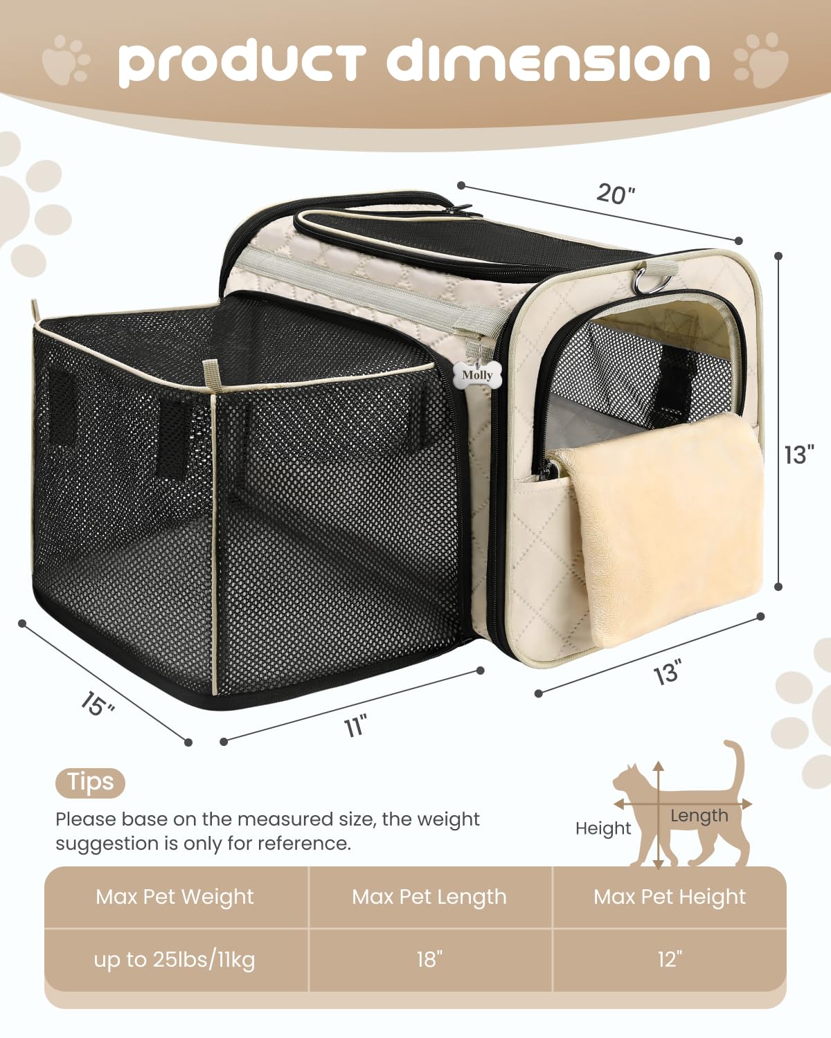 MIDOG cat carrier collapsible-travel design saves space in bags